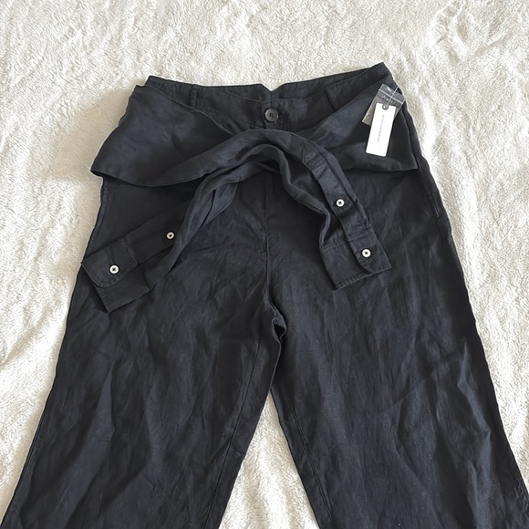 Anthropologie Linen Shirt Tie Capri Pants black size 6 NWT